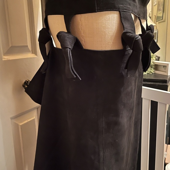 Black Suede Acne Studios skirt with peek a boo ties - Picture 2 of 3